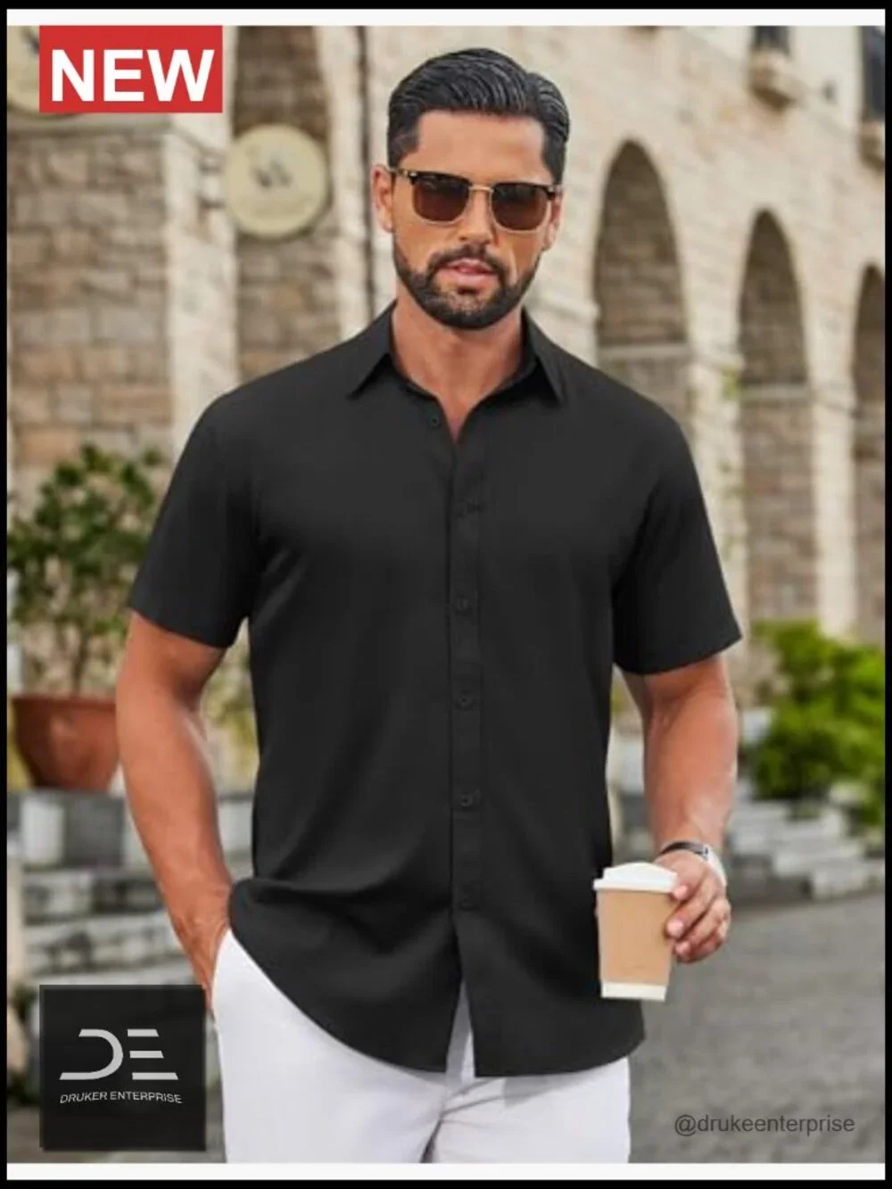 Short Sleeve Button Down Shirt Wrinkle Free Stretch Casual Untucked